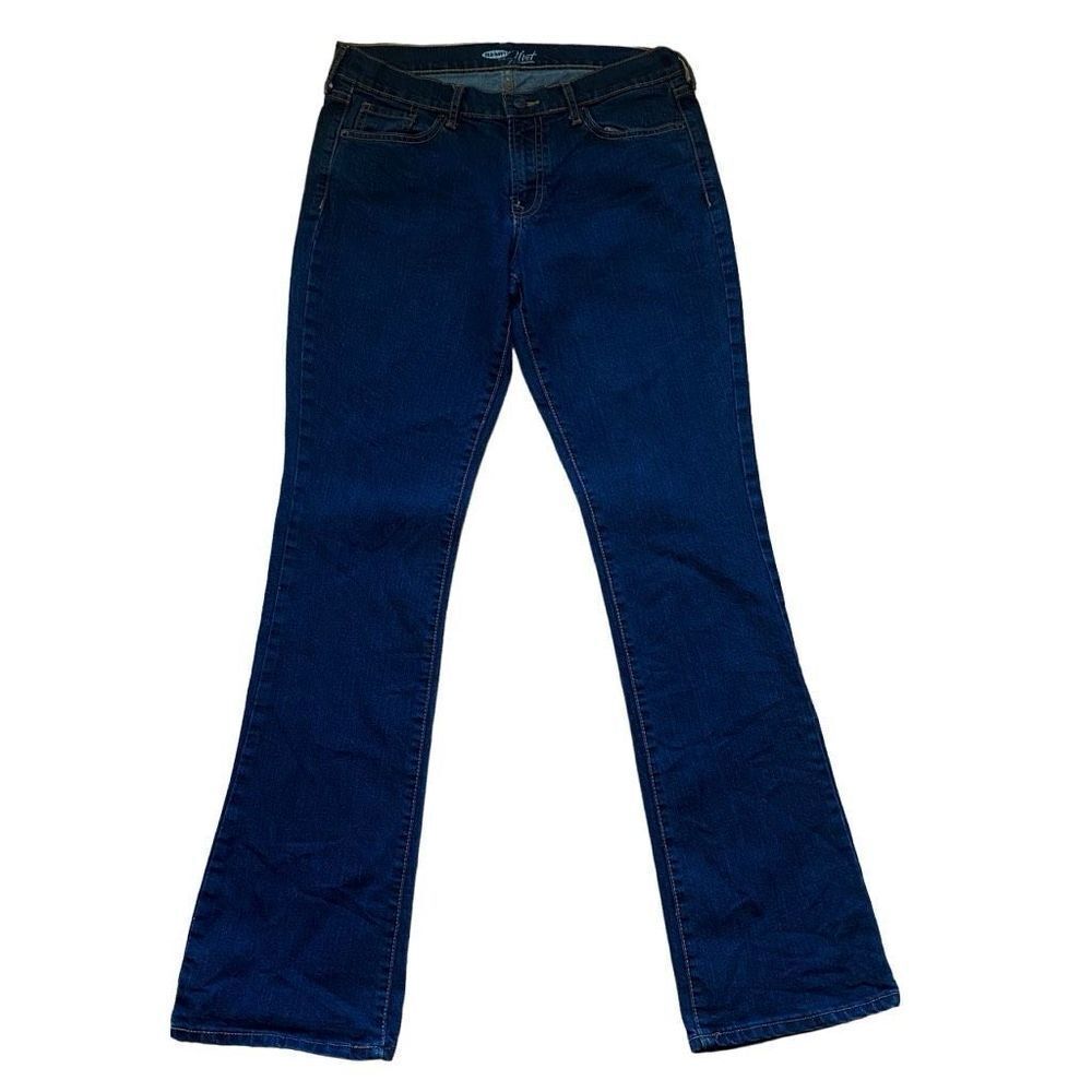 Old Navy 10 Long The Flirt Dark Denim Jeans Flare Bootleg